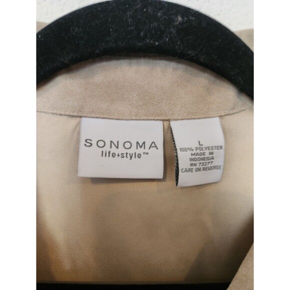 Sonoma Button Up Suede Shirt Women's Large Long Sleeve Beige Adults L - Picture 6 of 13